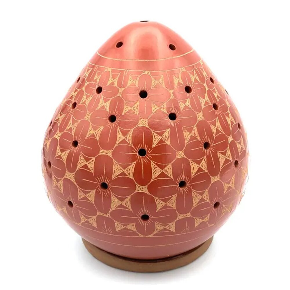 Clay Luminary -- Geometric Flower Red